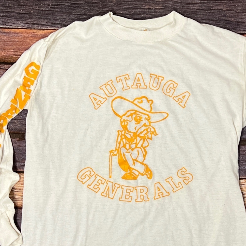 VTG Autauga Generals Long Sleeve Shirt 1980s Single Stitch Tshirt - Picture 2 of 4